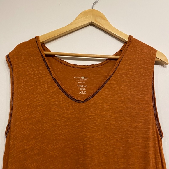 Natural Life Orange Cotton Scoop Neck Oversized Lagenlook Maxi Dress Size XS/S - Picture 3 of 5